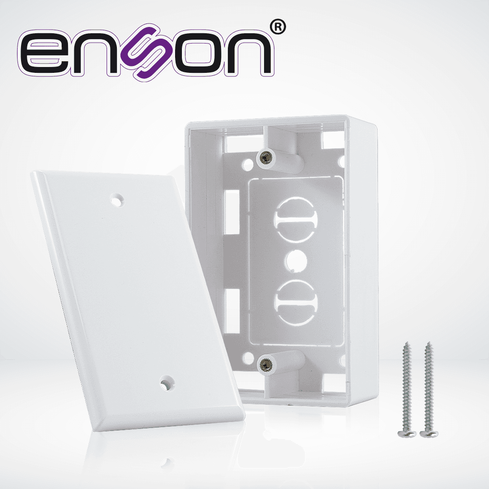CAJA PLASTICA TAMAÑO ESTANDAR CON TAPA CIEGA DE PLASTICO ENSON ENS-947 COLOR BLANCO, PARA MONTAJE SOBRE PARED O TECHO - Miniatura 6
