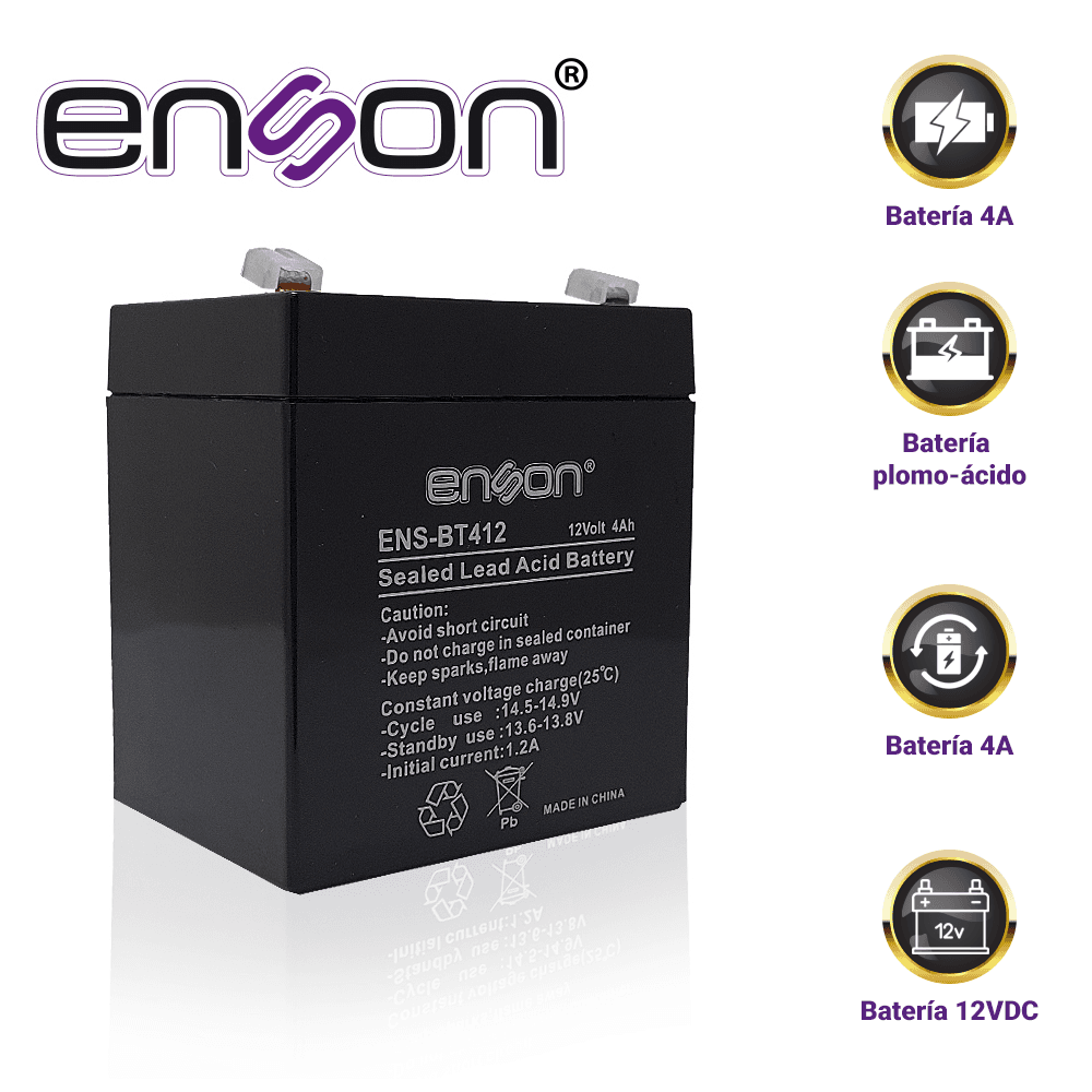BATERIA DE RESPALDO ENSON ENS-BT412 12VDC 4A BASE PLOMO-ACIDO PARA FUENTES DE PODER Y SISTEMAS DE RESPALDO - Miniatura 2