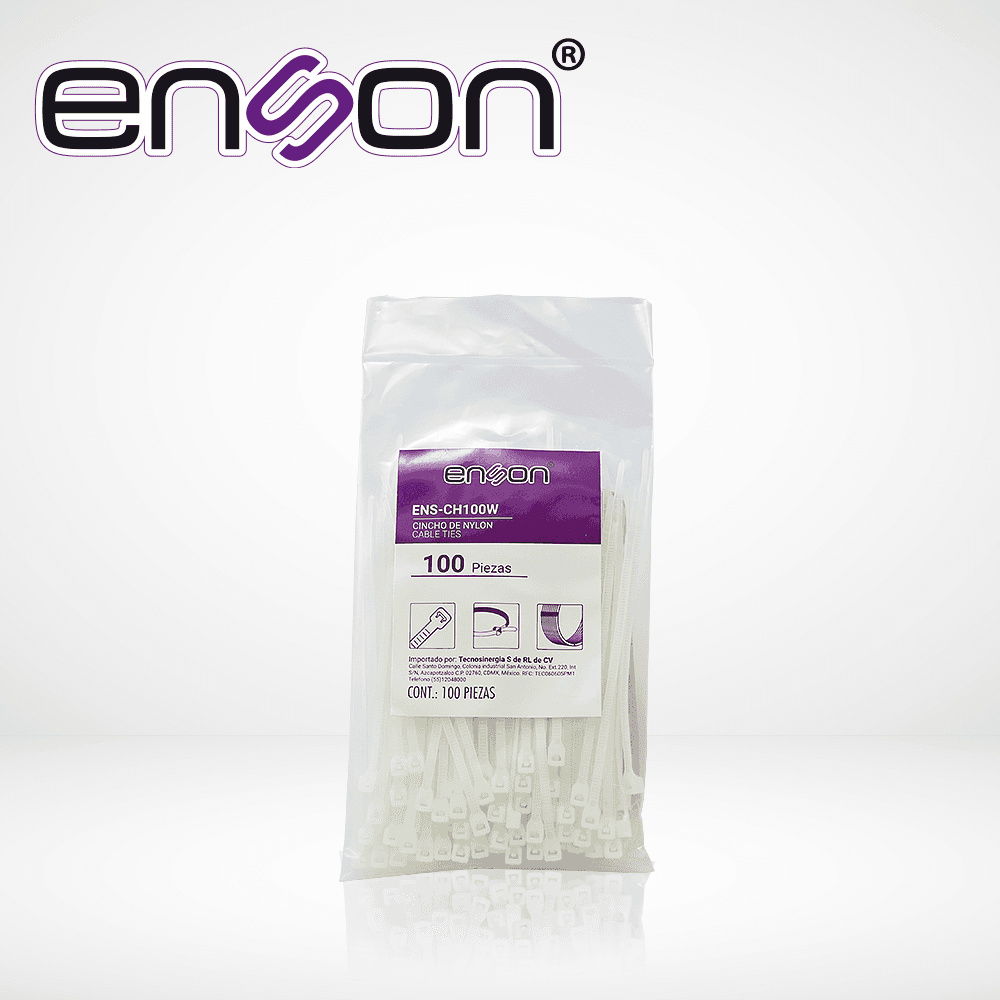 CINCHO DE NYLON ENSON ENS-CH100W COLOR NATURAL DE 2.5 X 100MM DE LONGITUD FUERZA DE TENSION DE HASTA 8 KGS - Miniatura 2