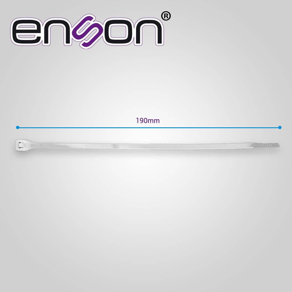 CINCHO DE NYLON ENSON ENS-CH190W COLOR NATURAL DE 4.8 X 190MM DE LONGITUD FUERZA DE TENSION DE HASTA 22 KGS - Miniatura 4