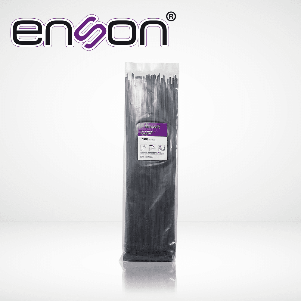 CINCHO DE NYLON ENSON ENS-CH360B COLOR NEGRO DE 4.8 X 360MM DE LONGITUD FUERZA DE TENSION DE HASTA 22 KGS - Miniatura 2