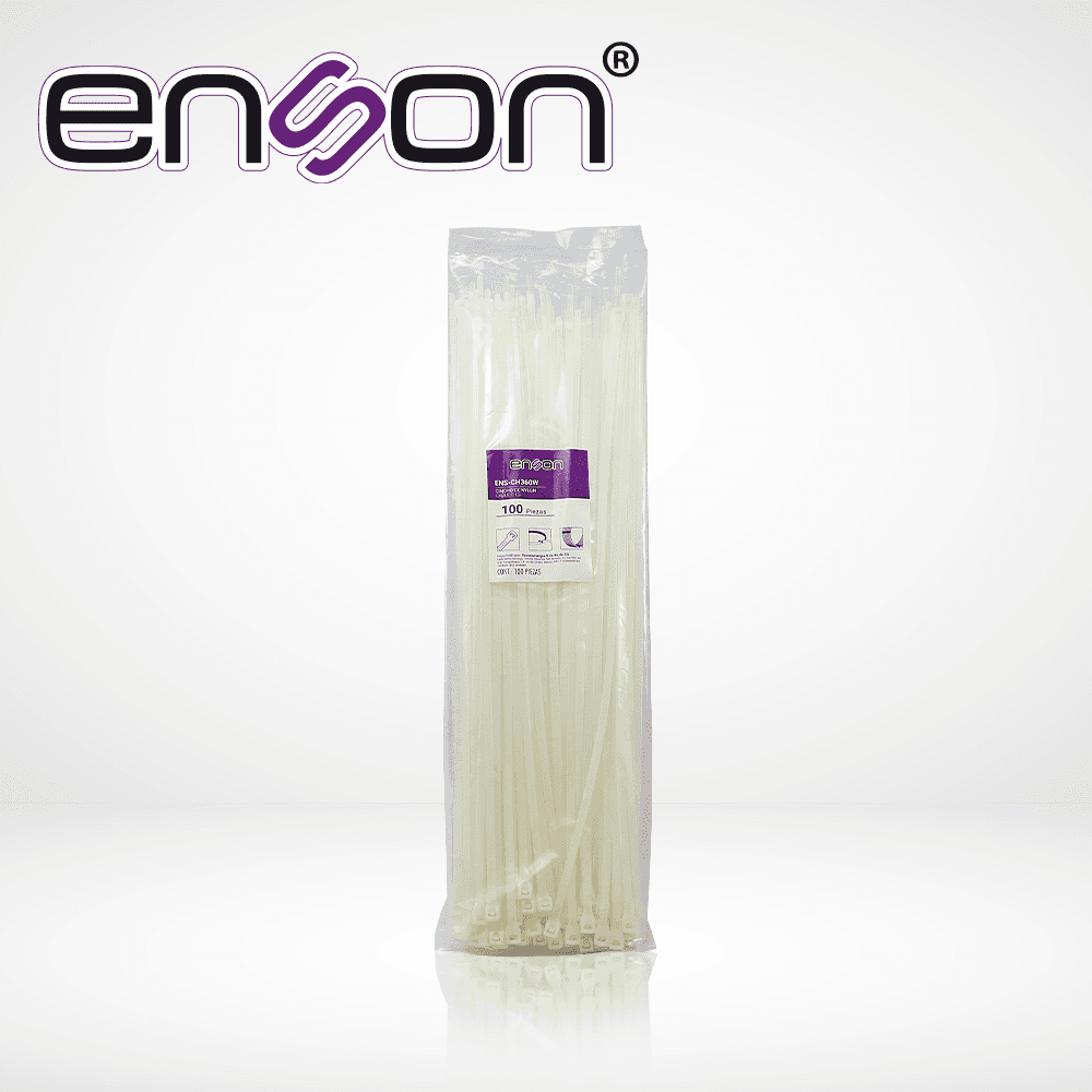 CINCHO DE NYLON ENSON ENS-CH360W COLOR NATURAL DE 4.8 X 360MM DE LONGITUD FUERZA DE TENSION DE HASTA 22 KGS - Miniatura 2