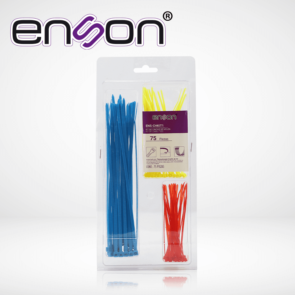 KIT DE CINCHOS DE NYLON DE 75 PIEZAS ENS-CHKIT1 INCLUYE CINCHOS DE 100 120 Y 200MM 


 - Miniatura 2