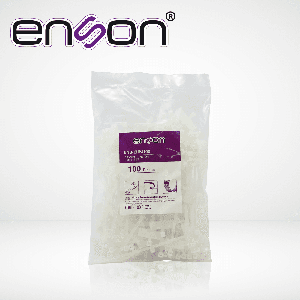 CINCHO DE NYLON ETIQUETABLE ENSON ENS-CHM100 2.5 X 100MM DE LONGITUD FUERZA DE TENSION DE HASTA 8 KGS - Miniatura 2