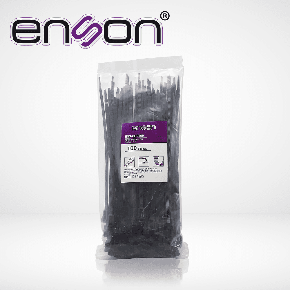 CINCHO DE NYLON REUTILIZABLE ENSON ENS-CHR200 4.8 X 200MM DE LONGITUD FUERZA DE TENSION DE HASTA 18 KGS

 - Miniatura 2