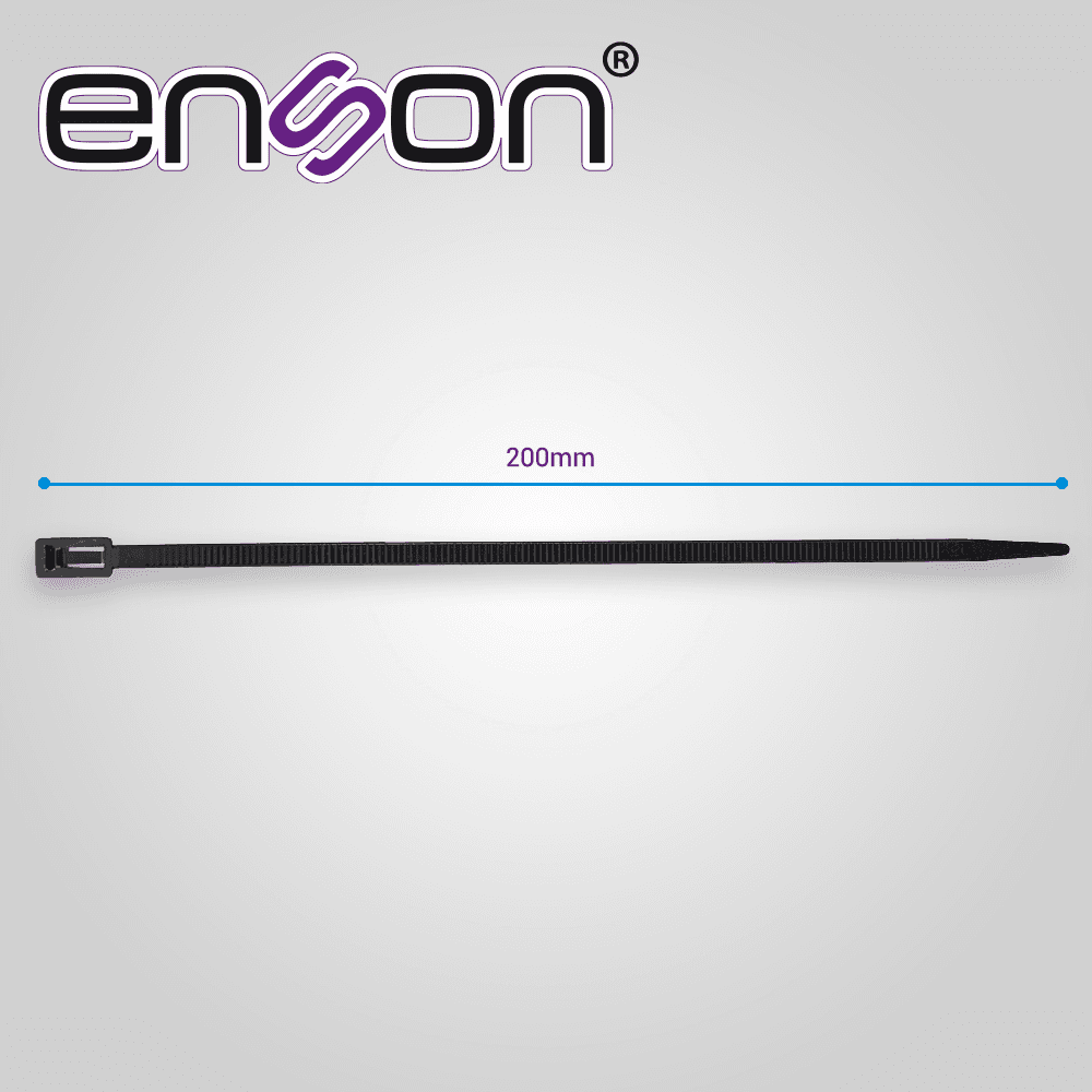 CINCHO DE NYLON REUTILIZABLE ENSON ENS-CHR200 4.8 X 200MM DE LONGITUD FUERZA DE TENSION DE HASTA 18 KGS

 - Miniatura 4
