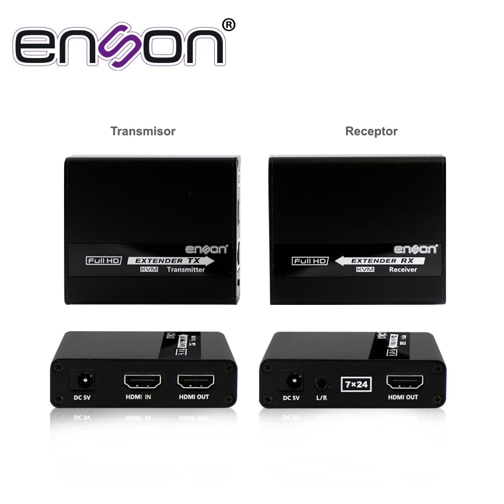 EXTENSOR HDMI ENSON ENS-HDMIE70KVM DE 70MTS MEDIANTE CABLE UTP CAT6/6A/7 SE PUEDE CASCADEAR TRANSMITE VIDEO FULL HD 1080P@60HZ  AUDIO STEREO Y TECLADO Y MOUSE A DISTANCIA, NO INCLUYE CABLE HDMI - Miniatura 3
