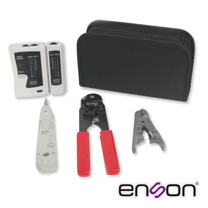 KIT COMPLETO ENSON ENS-KTCB PINZAS+TESTER, INCLUYE: -PROBADOR DE CABLEADO -PINZA CRIMPEADORA RJ45 -PINZA PELADORA UTP/STP - + MALETIN TRANSPORTADOR -HERRAMIENTA PUNCH DOWN - Miniatura 2