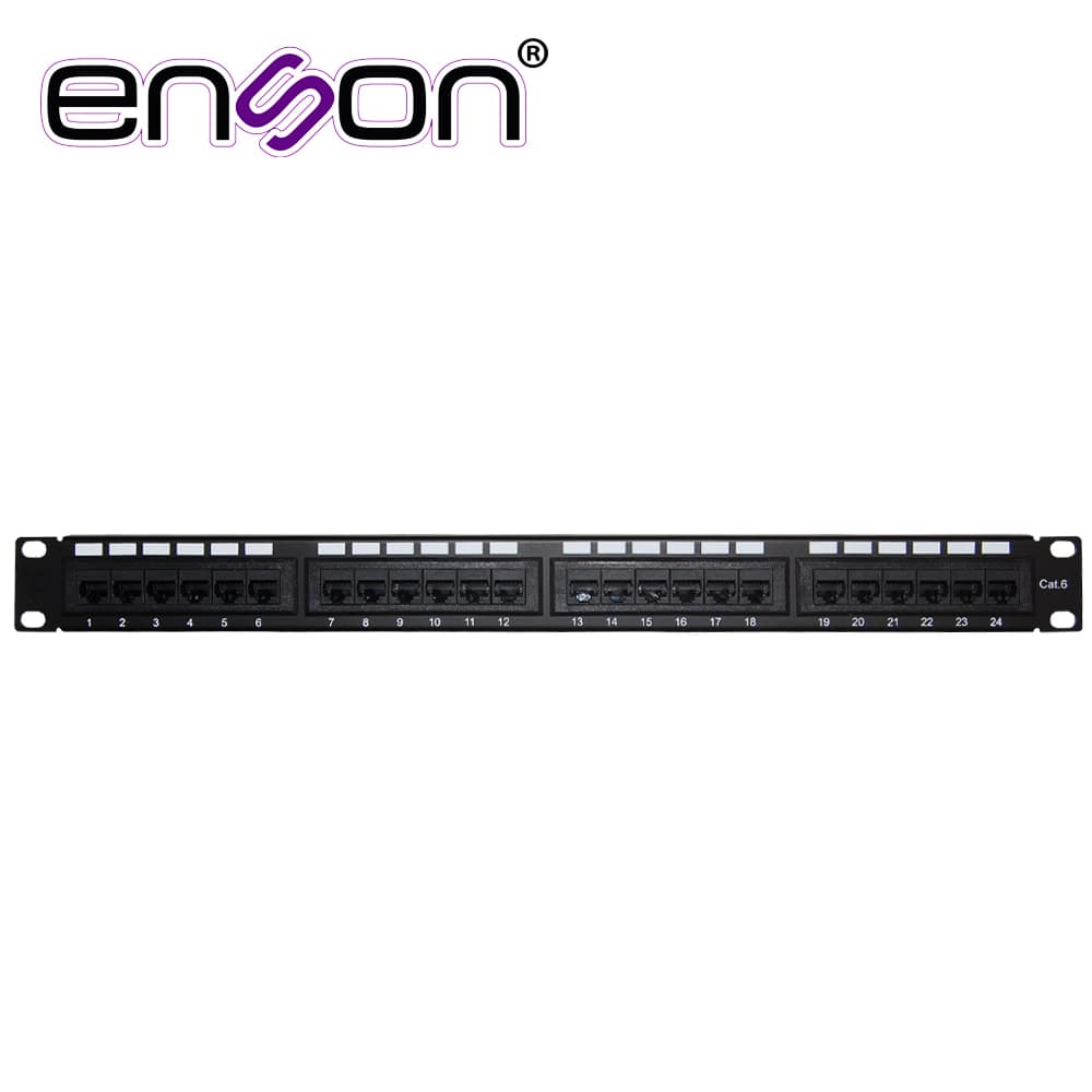 PATCH PANEL ENSON ENS-PA24P6 1UR PRECARGADO CAT6 24 PUERTOS MONTAJE EN RACK ESTANDAR 19 PULGADAS - Miniatura 2