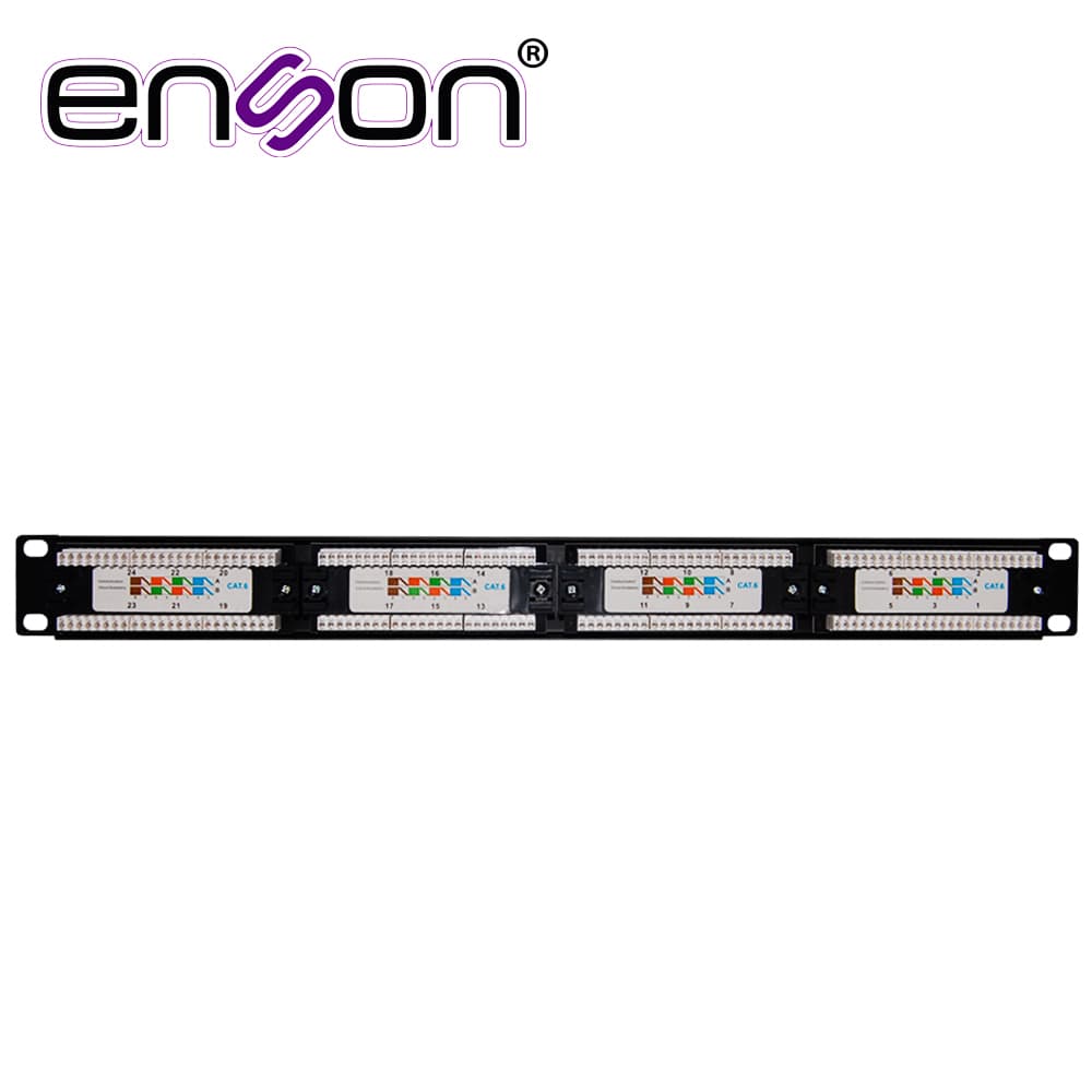 PATCH PANEL ENSON ENS-PA24P6 1UR PRECARGADO CAT6 24 PUERTOS MONTAJE EN RACK ESTANDAR 19 PULGADAS - Miniatura 3