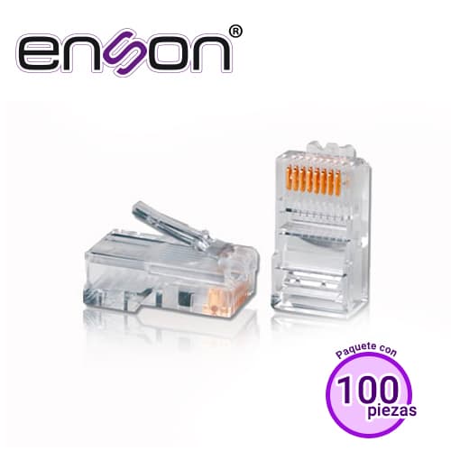 BOLSA DE 100 CONECTORES RJ-45 CAT5E ENSON ENS-PLCAT5E 8 PINES DE COBRE VELOCIDAD DE HASTA 100MBS - Miniatura 2