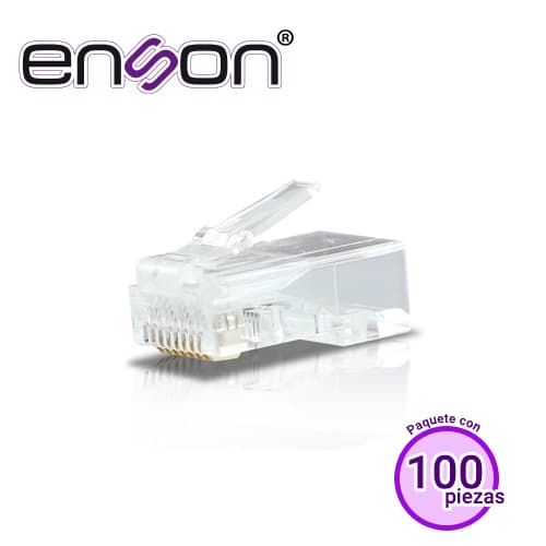 CONECTOR RJ-45 CAT6 ENSON ENS-PLCAT6 8 PINES DE COBRE PAQUETE 100PIEZAS - Miniatura 2
