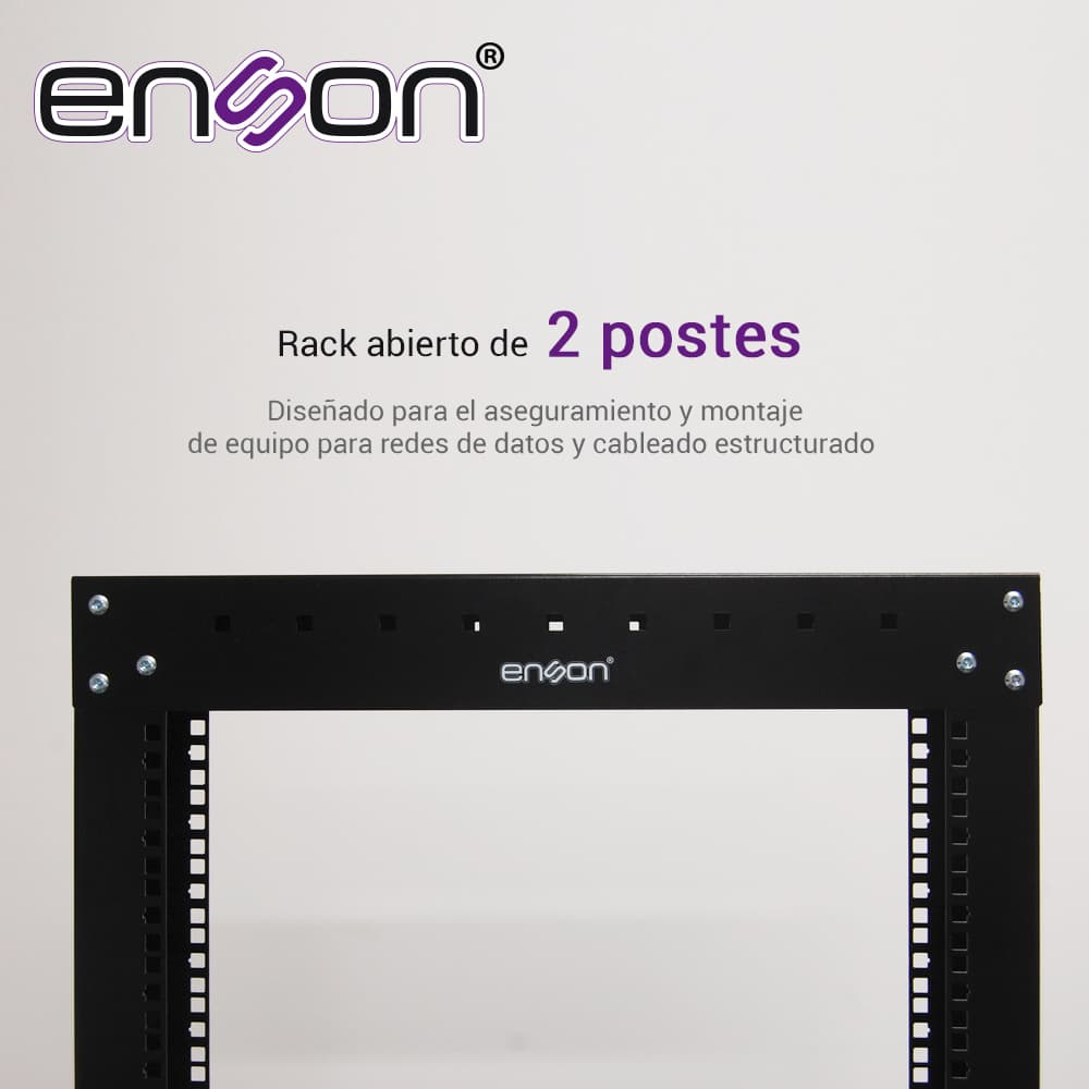 RACK VERTICAL ENSON ENS-RACK244 DE 42UR DOS POSTES EMPOTRABLE IDEAL PARA MONTAJE DE EQUIPOSD E RED Y CABLEADO ESTRUCTURADO, COMPATIBLE CON TODOS LOS ACCESORIOS DE RACKS Y GABINETES ENSON - Miniatura 4