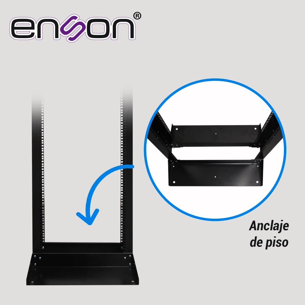RACK VERTICAL ENSON ENS-RACK244 DE 42UR DOS POSTES EMPOTRABLE IDEAL PARA MONTAJE DE EQUIPOSD E RED Y CABLEADO ESTRUCTURADO, COMPATIBLE CON TODOS LOS ACCESORIOS DE RACKS Y GABINETES ENSON - Miniatura 6