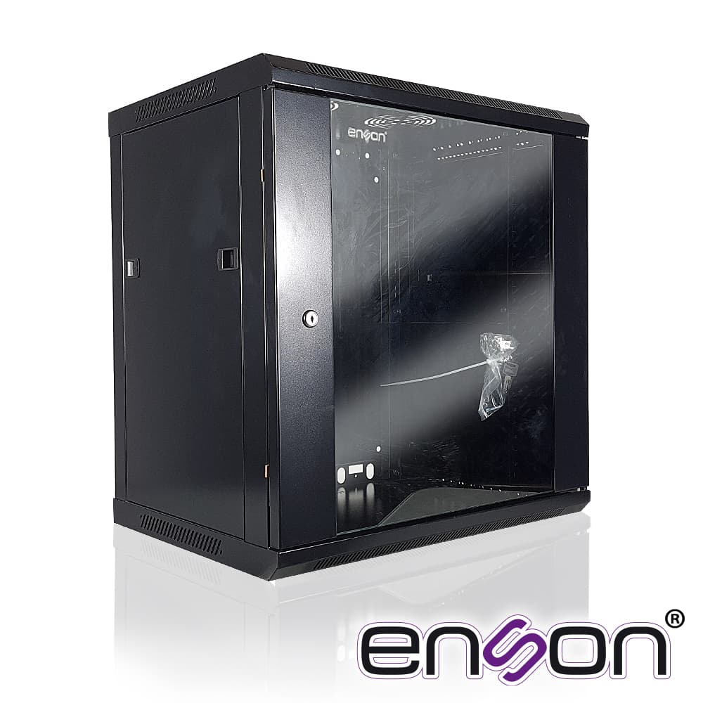 GABINETE DE PARED ENSON ENS-RKGB12U 12UR PUERTA FRONTAL DE CRISTAL TEMPLADO CON CERRADURA DE SEGURIDAD RANURA DE VENTILACION EN LA PARTE SUPERIOR PARA VENTILADORES DE 11 CM ENSAMBLADO 600X450X635MM - Miniatura 2