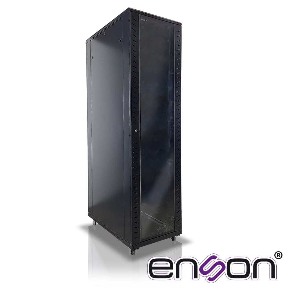 GABINETE DE PISO ENSON ENS-RKGB45U4 45UR 600X1000X2105MM PUERTA CRISTAL CON CERRADURA DE SEGURIDAD ABATIBLE PANELES LATERALES REMOBIBLES PUERTA TRASERA PARA TRABAJO Y POSTES AJUSTABLES - Miniatura 2