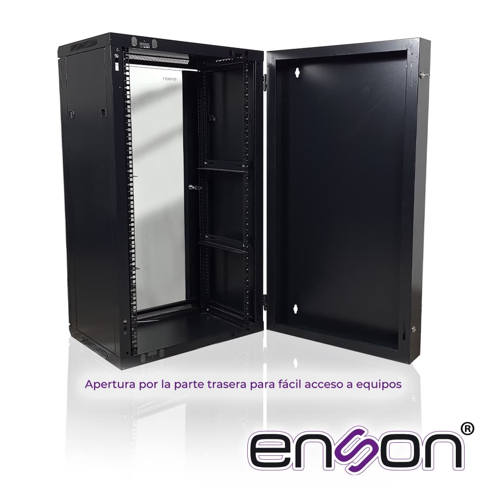 GABINETE DE PISO/PARED ENSON ENS-RKGU22PRO 22U PUERTA FRONTAL DE CRISTAL TEMPLADO CON CERRADURA DE SEGURIDAD PUERTA TRASERA ABATIBLE RANURAS DE VENTILACION EN LA PARTE SUPERIOR PARA 2 VENTILADORES DE 11 CM DIMENSIONES 550X600X1055MM - Miniatura 5
