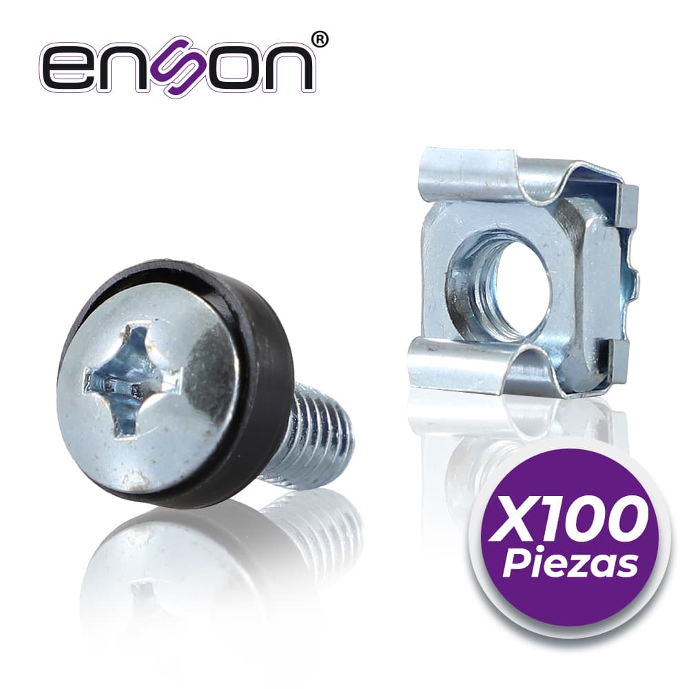 KIT DE TORNILLOS Y TUERCAS ENJAULADAS ENSON ENS-RT100 100PZA COMPATIBLES CON RACKS Y GABINETES DE LA MARCA ENSON BELDEN Y GABINETES DE LA MARCA JAGUAR - Miniatura 2