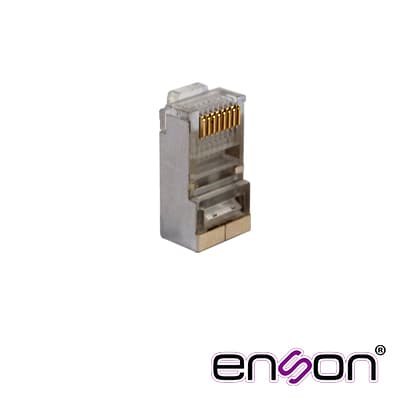 CONECTOR PLUG  SRJ45 BLINDADO CAT5E ENSON ENS-SRJ45-CAT5E PARA CABLE UTP BLINDADO PONCHADO TRADICIONAL - Miniatura 3