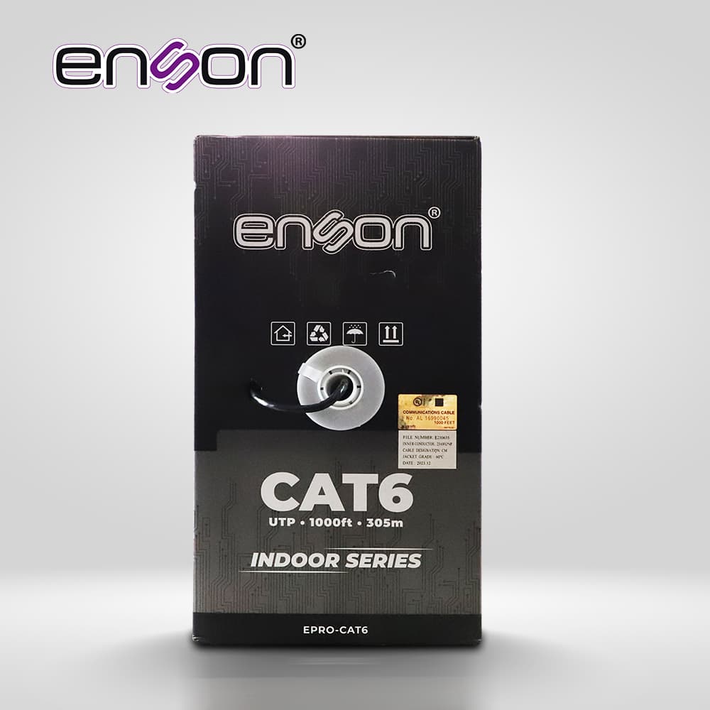 CABLE UTP CAT6 ENSON EPRO-CAT6 FORRO PVC 4 PARES CALIBRE 23 AWG 100% COBRE USO INTERIOR BOBINA 1000 PIES 305 METROS **CERTIFICACION UL**
 - Miniatura 4