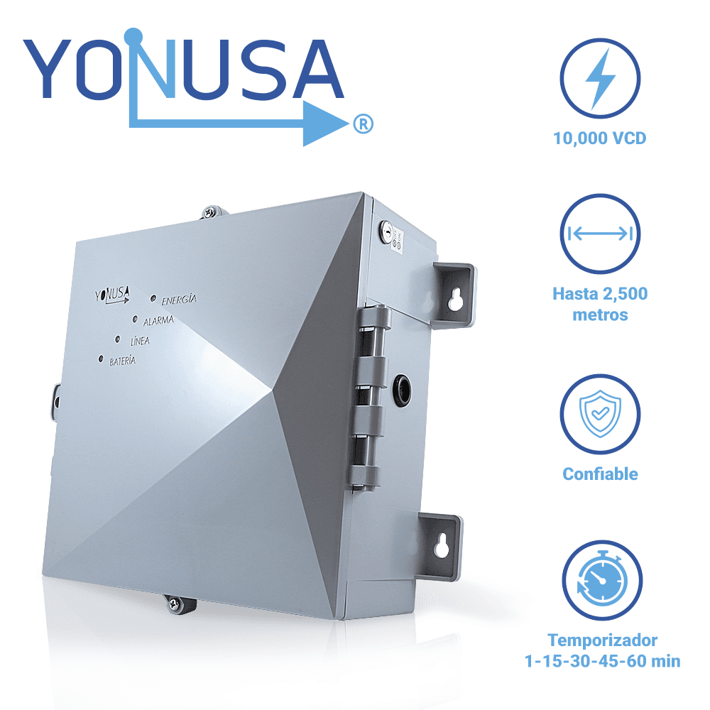 ENERGIZADOR PARA CERCA ELECTRIFICADA NUEVA GENERACION YONUSA 12000V EY NG 12000 1 SIN INTERFACECUBRE HASTA 700 METROS PERIMETRALES O 3500 METROS LINEALES A 5 LINEAS VERSION 2 - Miniatura 2
