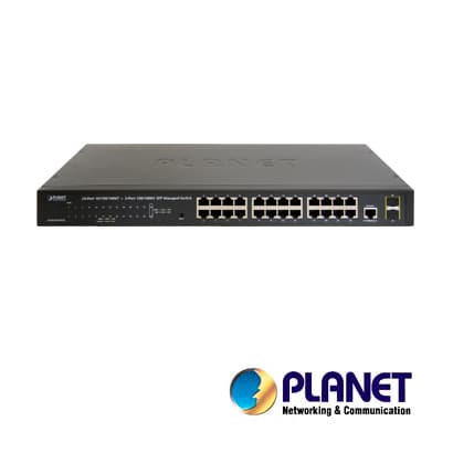 SWITCH 24 PUERTOS RJ45 GIGABIT ETHERNET 10/100/1000 MBPS / PLANET GS-4210-24T2S / 2 RANURAS MINI-GBIC / SFP 100/1000 MPBS / SWITCH ADMINISTRABLE / INTERFAZ DE CONSOLA RJ45 PARA ADMINISTRACION BASICA / SOPORTA VLAN / RECINTO DE METAL - Miniatura 2