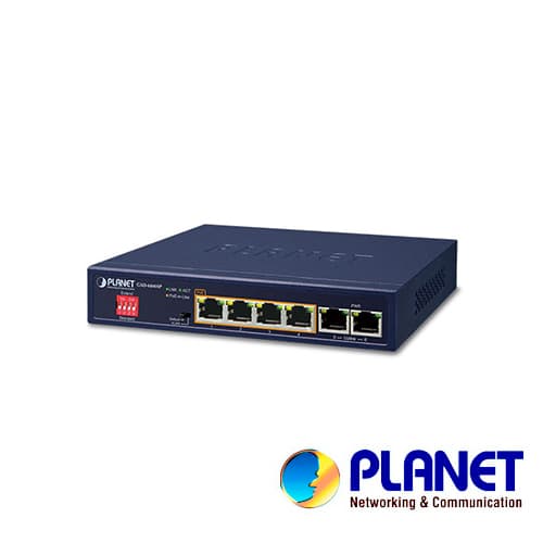 SWITCH NO ADMINISTRABLE / PLANET GSD-604HP / 6 PUERTOS RJ45 10/100/1000 MBPS / 4 PUERTOS POE 802.3AT/AF (PUERTOS 1 – 4) / SIN VENTILADOR / 67W DE CONSUMO / RECINTO DE METAL / DIP SWITCH (VLAN, ESTANDAR Y EXTENDIDO). - Miniatura 2
