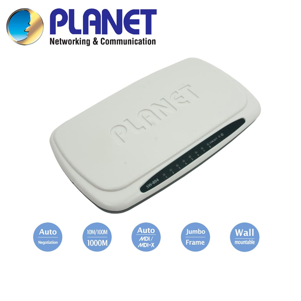 SWITCH NO ADMINISTRABLE PLANET GSD-804 / 8 PUERTOS 10/100/1,000MBPS / PLASTICO / ALIMENTACION 5VCD/1A - Miniatura 4