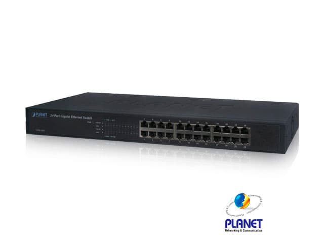 SWITCH 24 PUERTOS RJ45 GIGABIT ETHERNET 10/100/1000 MBPS / NO ADMINISTRABLE / PLANET GSW-2401 / RECINTO DE METAL / 15W DE CONSUMO / AUTONEGOCIACION DE PUERTOS / INTERRUPTOR DIP SWITCH (VLAN, ESTANDAR, CONTROL DE FLUJO, AMPLIAR DISTANCIA). - Miniatura 2