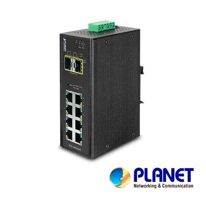 SWITCH ADMINISTRABLE 8 PUERTO RJ45 / PLANET IGS-10020MT / 8 PUERTOS RJ45 10/100/1000 MPBS / 2 PUERTOS SFP MINIGBIC 100/1000/2500 MBPS / RENDIMIENTO 14,8 MPPS / CAJA DE METAL DE ALUMINIO (IP30) / 10W DE CONSUMO. - Miniatura 2