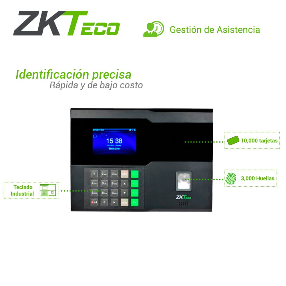 CONTROL DE ASISTENCIA CHECADOR ZKTECO IN05/ID ADMS BIOMETRICO SILKID 3000HUELLAS/10,000TARJETAS125KHZ/100,000REGISTROS TCPIP/POE /WIFI/RS232/BATERIA INTERNA **REQUIERE LICENCIA PARA BIOTIME PRO**  - Miniatura 5