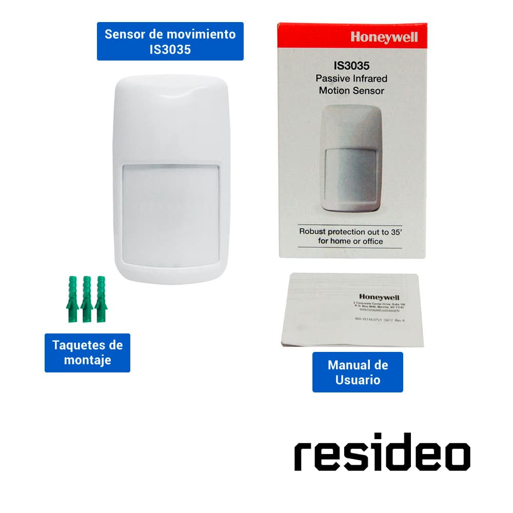 SENSOR DE MOVIMIENTO RESIDEO IS335T ANTIPET/ ALAMBRICO / INMUNIDAD A MASCOTAS DE MENOS DE 36KG/ COBERTURA DE DETECCION AMPLIA Y LARGA (12MTS X 17MTS)/ COMPATIBLE CON TODOS LOS SISTEMAS DE ALARMA - Miniatura 4