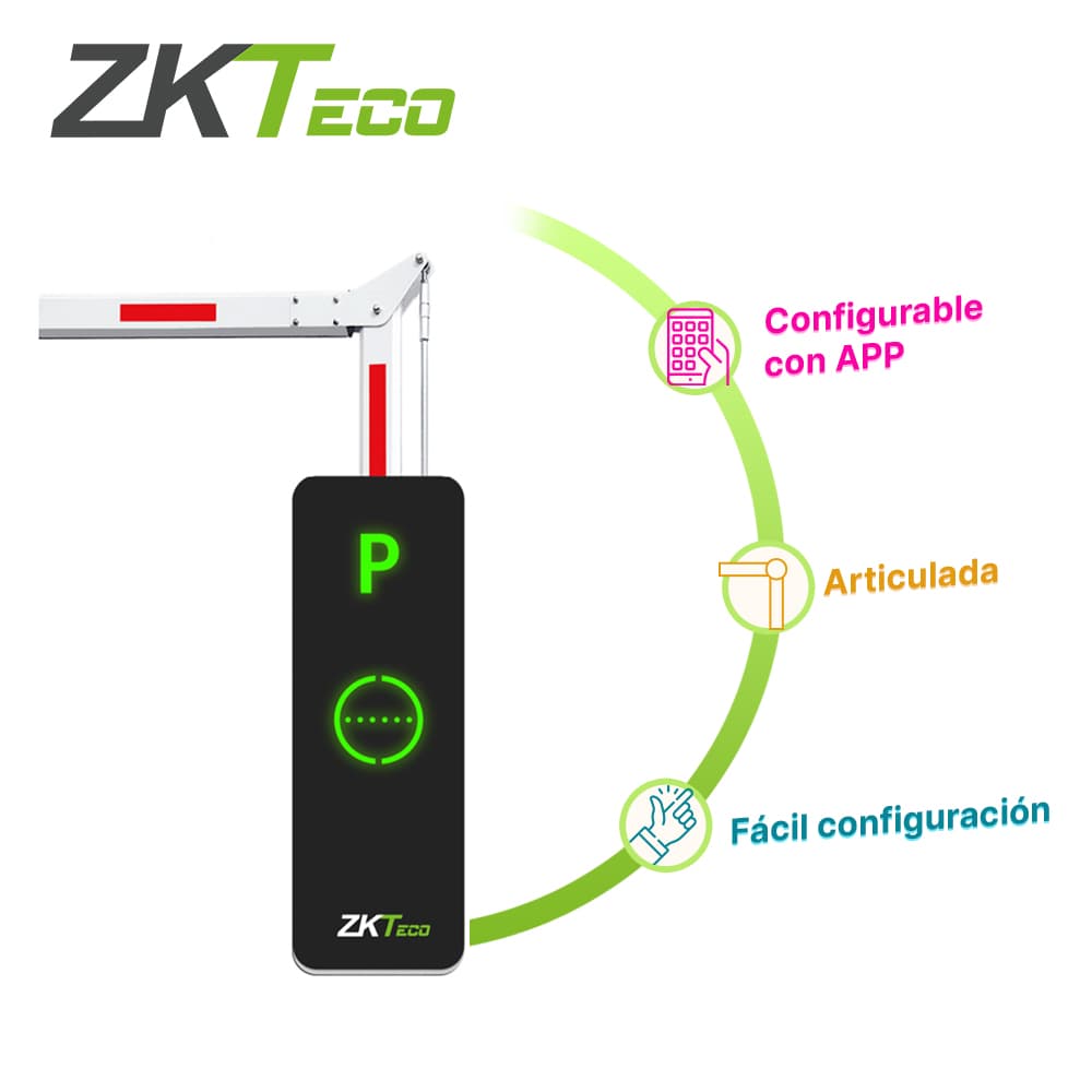 BARRERA ARTICULADA 90 GRADOS DERECHA INTEGRA APERTURA POR MEDIO DE APP BGM1145R-90 ZKTECO ALIMENTACION A 110VCA BRAZO DIVIDIDO EN 2 SECCIONES TIEMP DEL CICLO COMPLETO 3S ILUMINACION EN EL CUERPO COMPATIBLE CON ZK BARRIER APP - Miniatura 2