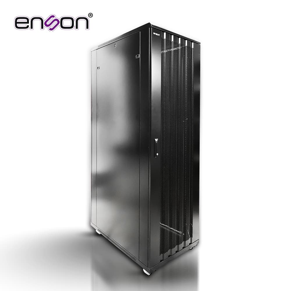 GABINETE DE PISO DESENSAMBLADO ENSON ENS-RGB42UD 42UR 600X1000MM PUERTA PRINCIPAL DE MALLA CON CERRADURA DE SEGURIDAD ABATIBLE PANELES LATERALES REMOVIBLES PUERTA TRASERA METALICA PARA TRABAJO Y POSTES AJUSTABLES - Miniatura 2