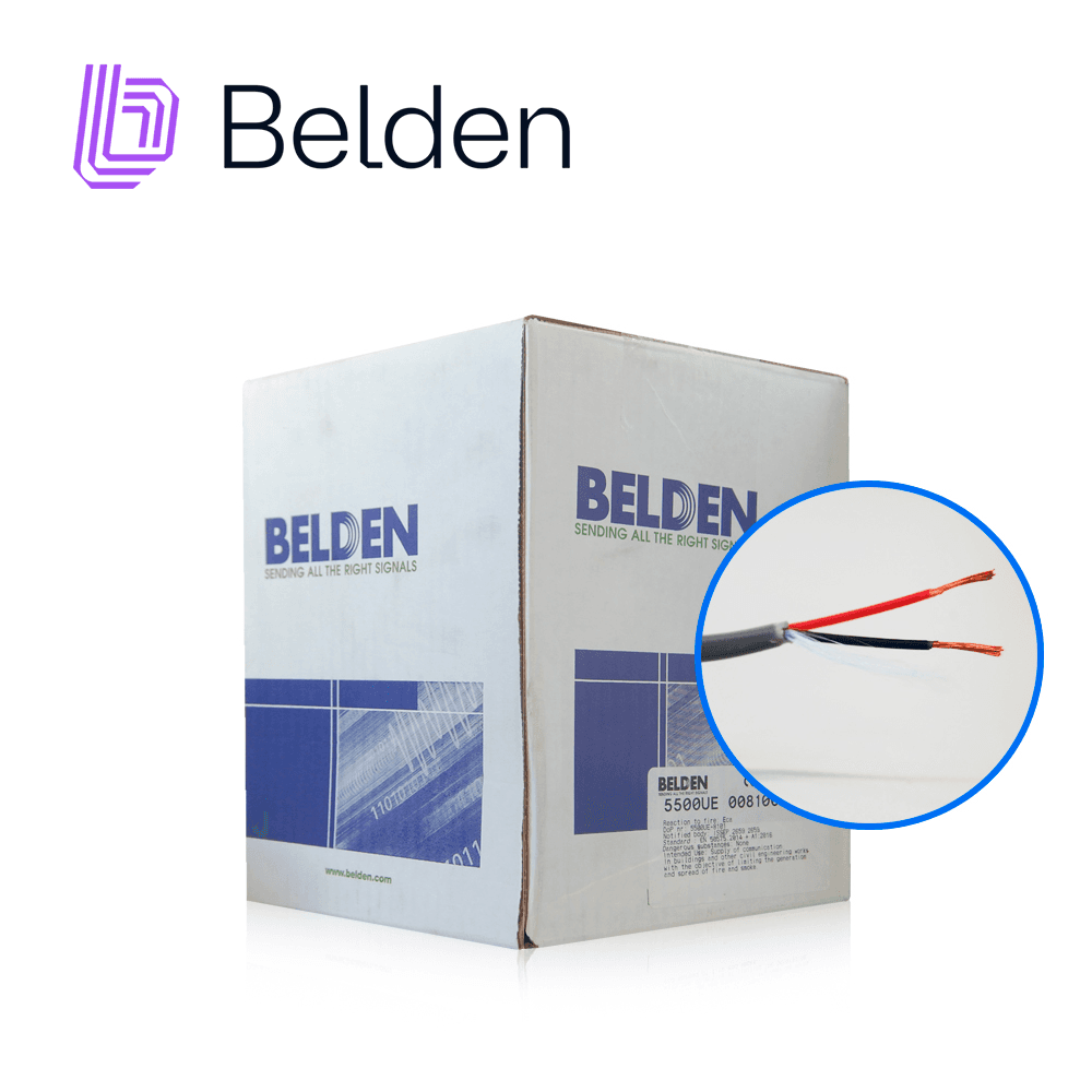 CABLE DE SEGURIDAD Y SONIDO BELDEN 5500UE 0081000 / INTERIOR / GRIS / 2 CONDUCTORES / 22 AWG / MULTIFILAR / FORRO PVC / CMR / BOBINA / 1,000 PIES 305 METROS - Miniatura 2