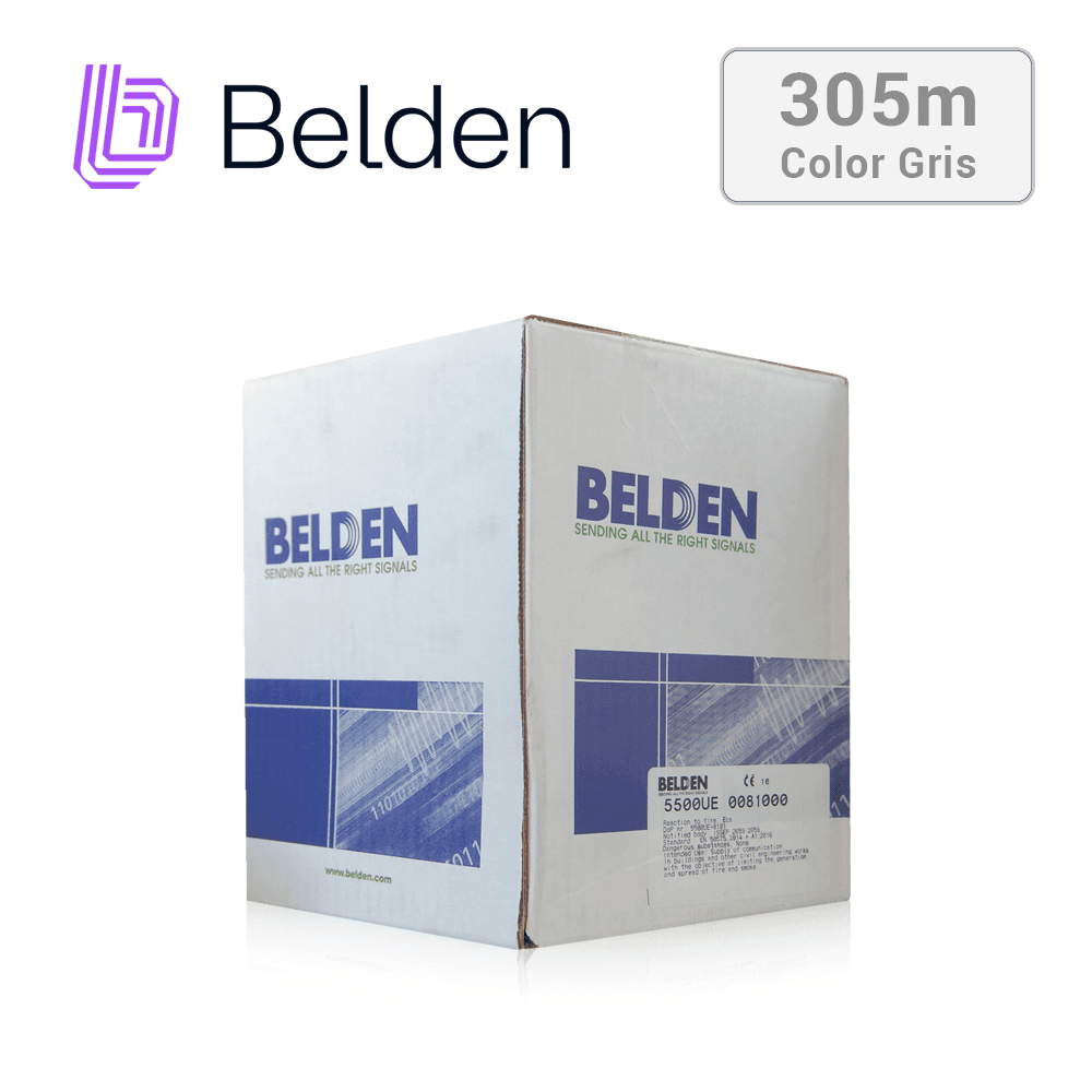 CABLE DE SEGURIDAD Y SONIDO BELDEN 5500UE 0081000 / INTERIOR / GRIS / 2 CONDUCTORES / 22 AWG / MULTIFILAR / FORRO PVC / CMR / BOBINA / 1,000 PIES 305 METROS - Miniatura 5