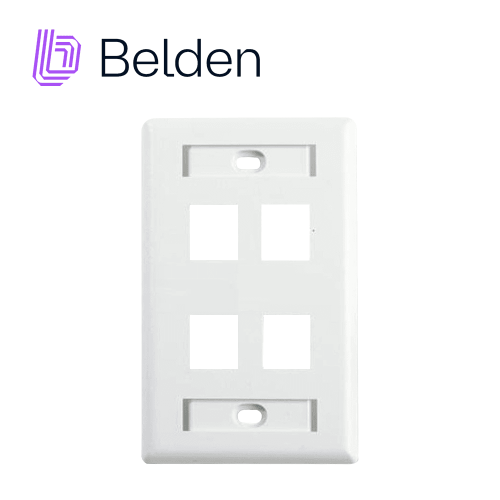 PLACA DE PARED (FACEPLATE) BELDEN AX102249 / INTERIOR / BLANCO / 4 PUERTOS / PIEZA - Miniatura 2