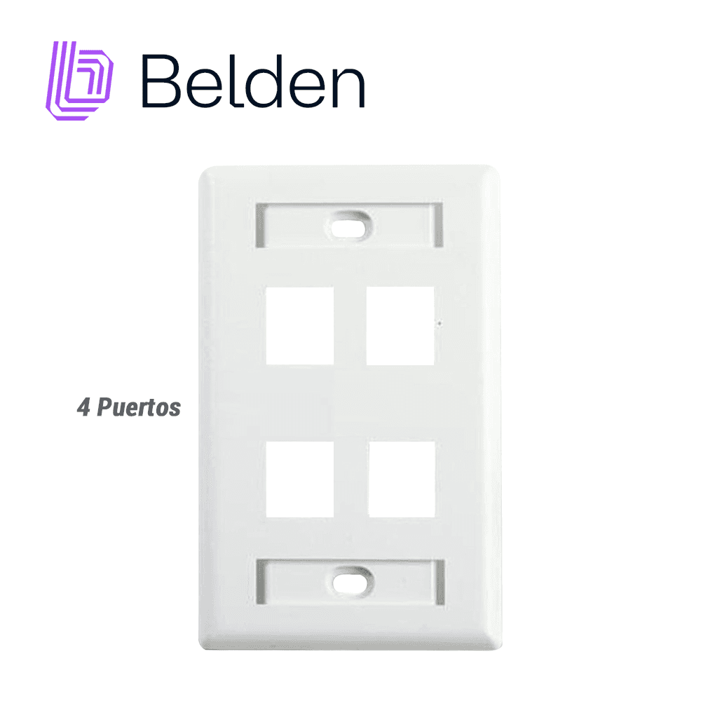PLACA DE PARED (FACEPLATE) BELDEN AX102249 / INTERIOR / BLANCO / 4 PUERTOS / PIEZA - Miniatura 3