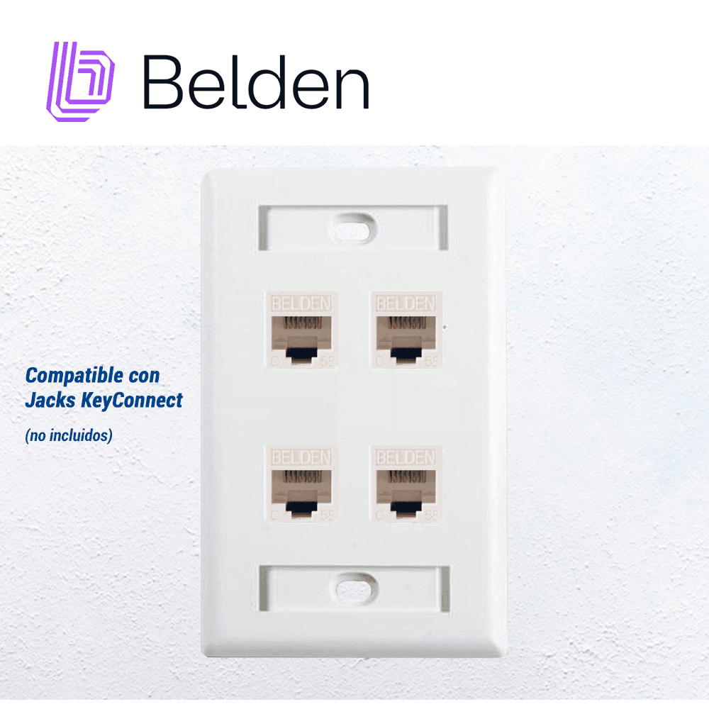 PLACA DE PARED (FACEPLATE) BELDEN AX102249 / INTERIOR / BLANCO / 4 PUERTOS / PIEZA - Miniatura 4