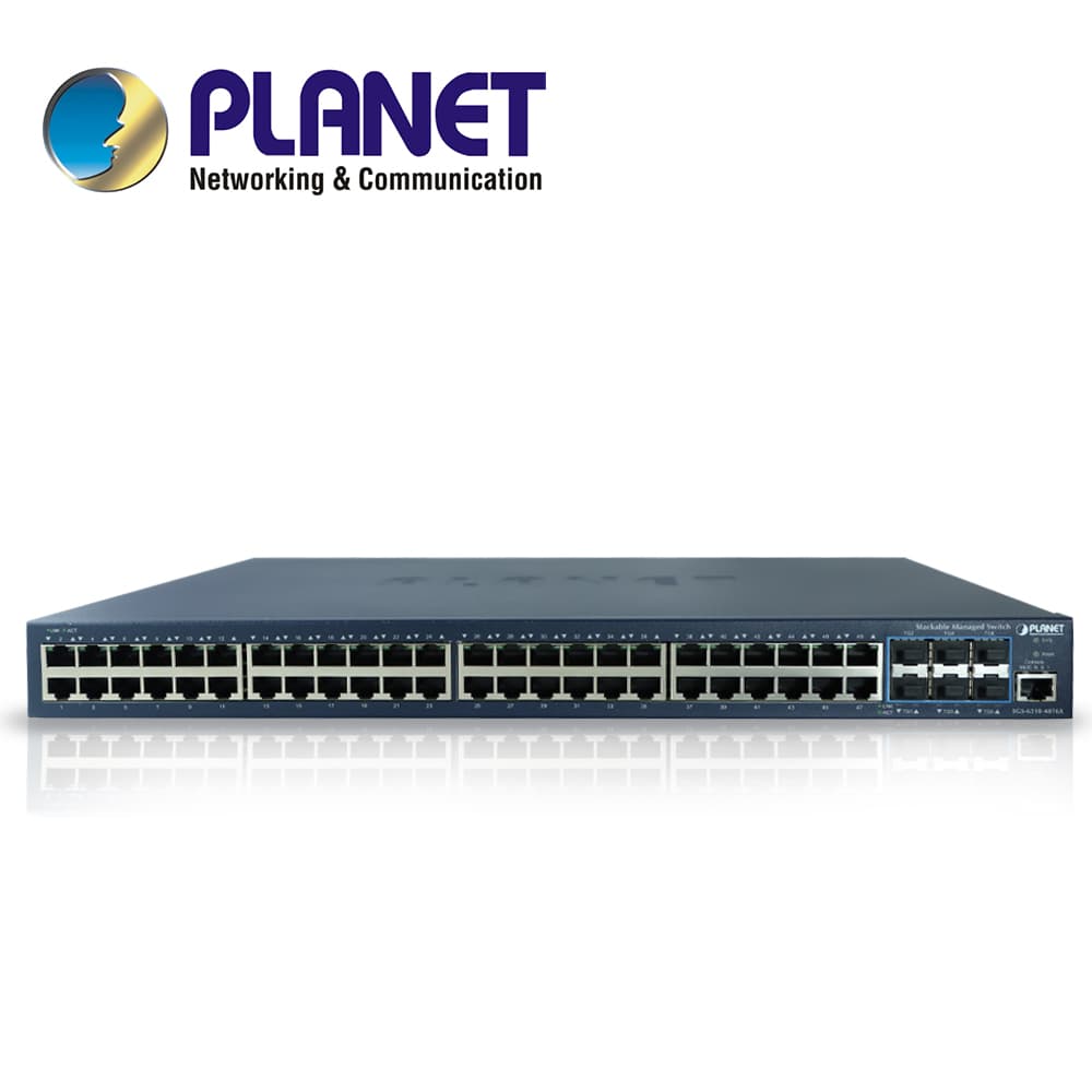 SWITCH PLANET STACKING SGS-6310-48T6X ADMINISTRABLE L2 + L3 RUTEO ESTATICO/ 48 PUERTOS RJ45 VELOCIDAD DE TRANSMISION 10/100/1000 MBPS + 6 SFP VELOCIDAD DE TRANSMISION 10 GB MONTAJE EN RACK/TEMPERATURA DE OPERACION 0-50 GRADOS CENTIGRADOS. - Miniatura 2