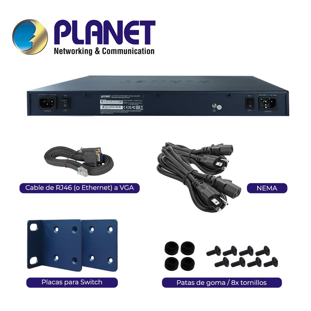 SWITCH PLANET STACKING SGS-6310-48T6X ADMINISTRABLE L2 + L3 RUTEO ESTATICO/ 48 PUERTOS RJ45 VELOCIDAD DE TRANSMISION 10/100/1000 MBPS + 6 SFP VELOCIDAD DE TRANSMISION 10 GB MONTAJE EN RACK/TEMPERATURA DE OPERACION 0-50 GRADOS CENTIGRADOS. - Miniatura 5