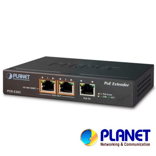 EXTENSOR POE PLANET POE-E202/ 1 PUERTO RJ45 ENTRADA VELOCIDAD DE TRANSMISION 10/100/1000 MBPS RECIBE POE ACTIVA AF/AT + 2 PUERTOS RJ45  VELOCIDAD DE TRANSMISION 10/100/1000 MBPS PROPORCIONA POE ACTIVO AF/AT/ DISTANCIA DE TRANSMISION 100 METROS - Miniatura 2