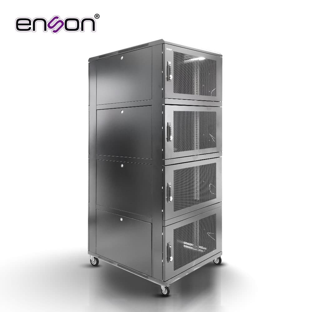 GABINETE DE PISO MODULAR DE ACERO ENSON ENS-RKGB42U8 / 36UR EN 4 MODULOS DE 9UR CADA UNO / PANELES LATERALES EXTRAIBLES / PUERTAS DE MALLA DELANTERAS Y TRASERAS CON CERRADURAS / TAMAÑO EXTERIOR 42U 800X1000X2000 - Miniatura 2