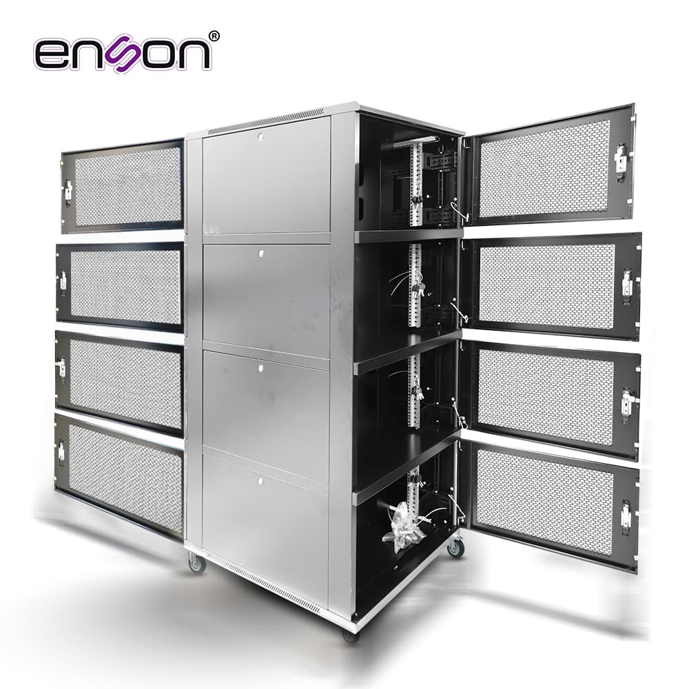 GABINETE DE PISO MODULAR DE ACERO ENSON ENS-RKGB42U8 / 36UR EN 4 MODULOS DE 9UR CADA UNO / PANELES LATERALES EXTRAIBLES / PUERTAS DE MALLA DELANTERAS Y TRASERAS CON CERRADURAS / TAMAÑO EXTERIOR 42U 800X1000X2000 - Miniatura 3