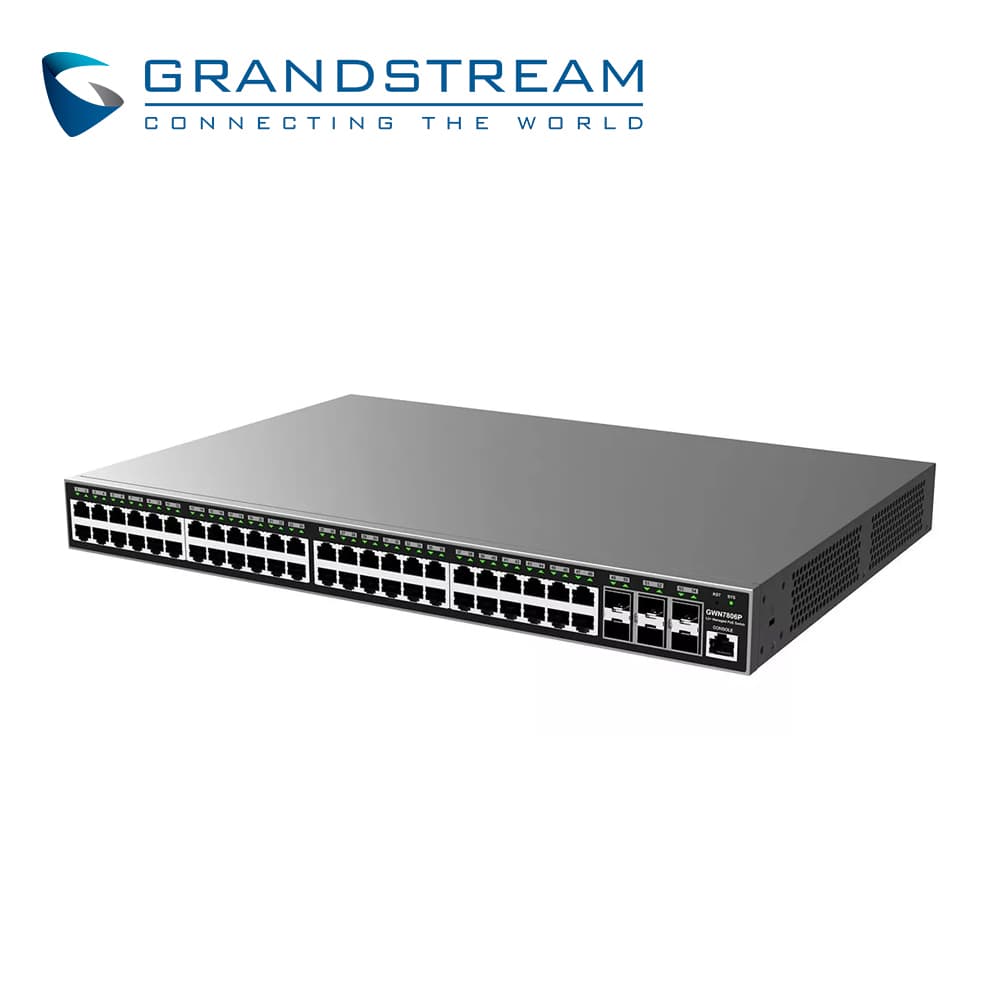 SWITCH ADMINISTRABLE POE+ GRANDSTREAM GWN7806P / 48 PUERTOS 10/100/1,000MBPS / 48 PUERTOS POE+ AF/AT / 6 PUERTOS SFP+ 10GIGABIT / 1 PUERTO DE CONSOLA / QOS / ARP / FILTRADO MAC / VLAN / MODO STACKING HASTA 16 / ADMINISTRACION GWN CLOUD - Miniatura 2