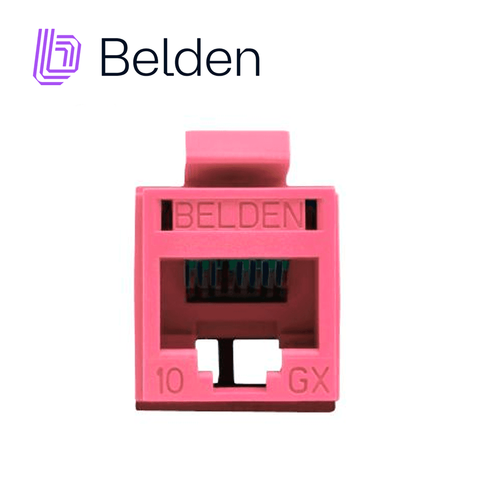 CONECTOR MODULAR JACK RJ45 CAT6A REVCONNECT BELDEN RVAMJKUTR-S1 ESTILO KEYCONNECT ROJO  CLARO COMPATIBLE CON FACEPLATE AX102660,AX102655,AX102249 ESQUEMA DE CABLEADO T568A/B HERRAMIENTA COMPATIBLE RVUTT01 USO INTERIOR CALIBRE DEL CONDUCTOR 23-24 AWG - Miniatura 2