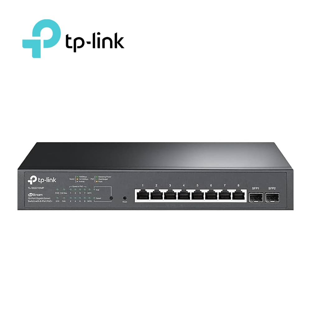 SWITCH POE JETSTREAM SDN ADMINISTRABLE TP-LINK SG2210MP / 8 PUERTOS POE AT/AF 150W 10/100/1000 MBPS + 2 PUERTOS PARA FIBRA OPTICA / MONTAJE EN RACK / CAPACIDAD DE CONMUTACION 20 GBPS - Miniatura 2
