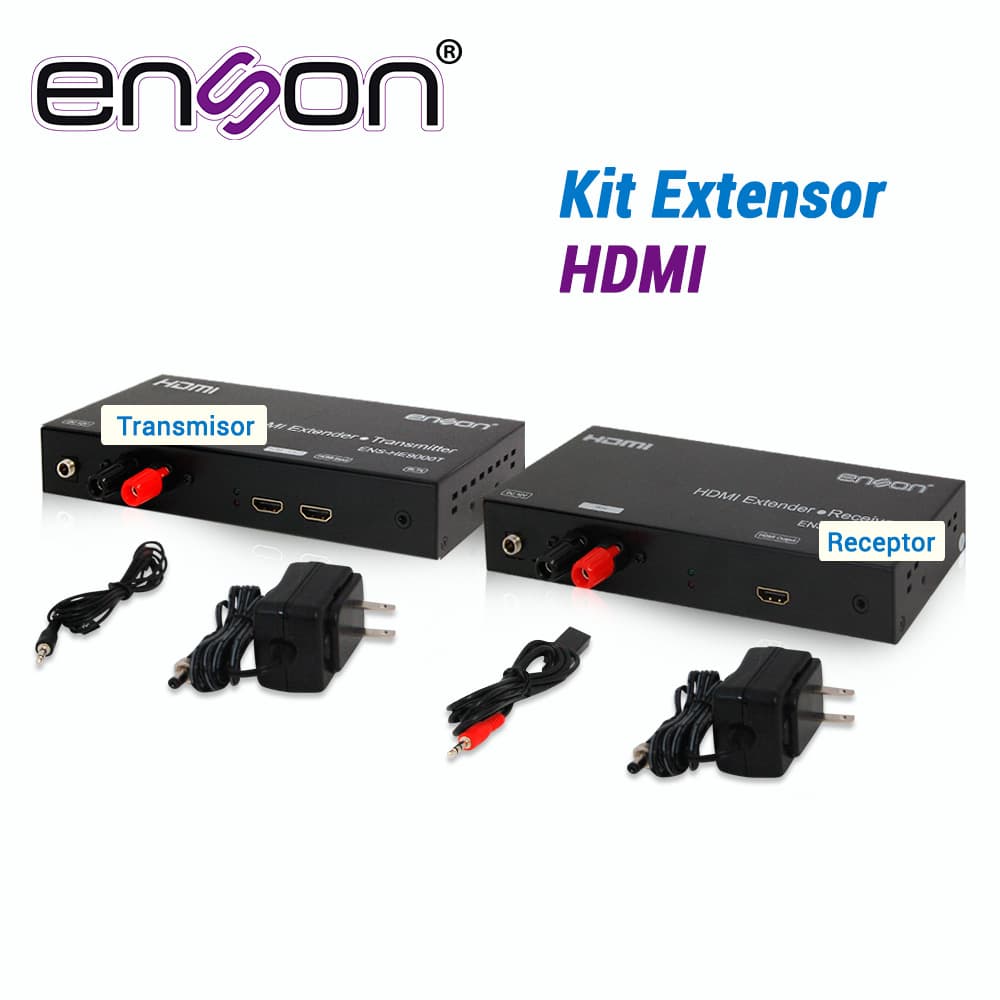 KIT DE EXTENSORES HDMI, SERIE 9000 ENSON, HASTA 500 MTS INCLUYE:TRANSMISOR ENS-HE9000T Y RECEPTOR ENS-HE9000R, RESOLUCIÓN HASTA 1080P FUENTES DE ALIMENTACIÓN Y CABLE IR INCLUIDOS. - Miniatura 2