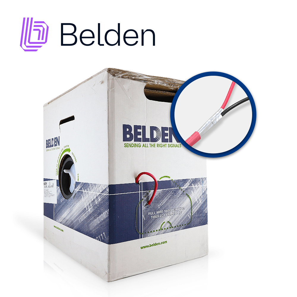 CABLE DE ALARMA CONTRA INCENDIOS BELDEN 5220FL 002A1000 / INTERIOR / ROJO / 2 CONDUCTORES / 16 AWG / SOLIDO / FORRO PVC / CMR - FPLR / BLINDADO / BOBINA EN CAJA / 1,000 PIES 305 METROS - Miniatura 2