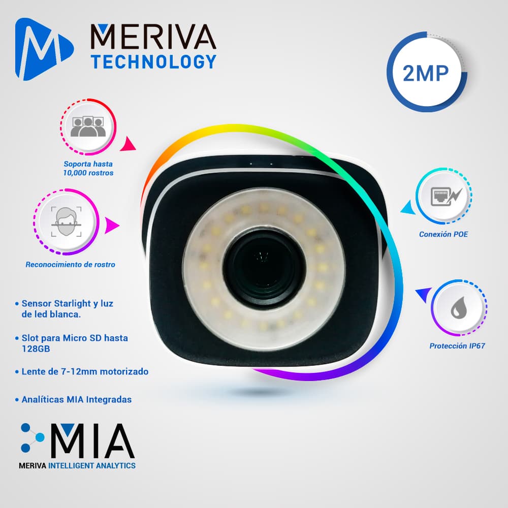 KIT RECONOCIMIENTO FACIAL CON BASE MERIVA TECHNOLOGY MAFR-22MPKIT / INCLUYE 1 CAMARA BULLET IP 2MP LENTE MOTORIZADO 7-22MM MAFR-200 + 1 CAJA DE CONEXIONES MVA-JB0302 + 1 SOPORTE DE POSTE MVA-JB0501 - Miniatura 3